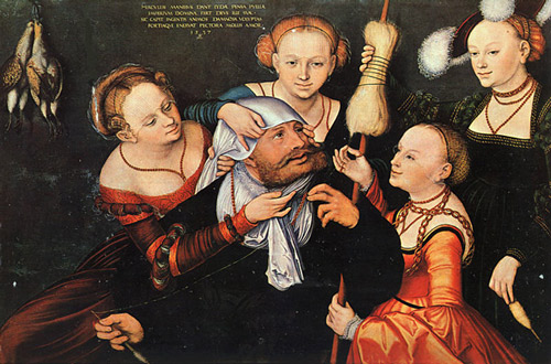      《海克力士和翁法勒》Lucas Cranach the Elder, Hercules and Omphale, 1537, oil, wood