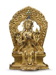 清 乾隆铜鎏金弥勒坐像  H: 20.4 cm  NT$ 1,200,000 - 1,800,000
