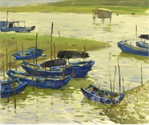 闽南艺术家杨浩石作品《蓝色渔船》