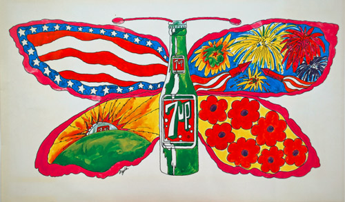        1969年， "Butterfly & Bottle"，“蝴蝶与瓶子”，由Pat Dypold设计。