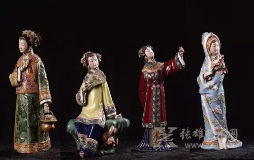黄松坚（中国工艺美术大师）《春夏秋冬》 石湾陶塑 