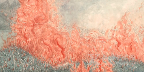         王煜 《野火（八）》 65.3X128.3cm 纸本水墨 2016