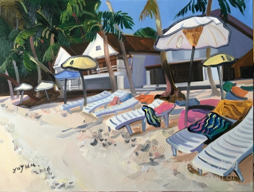 王雅君《白沙之魅》布面油画