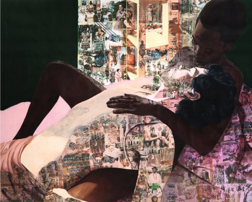 Njideka Akunyili Crosby，《Drown》，2012。图片：Courtesy: Sotheby's.