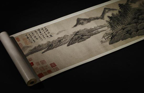 吴镇 山窗听雨图 效果图