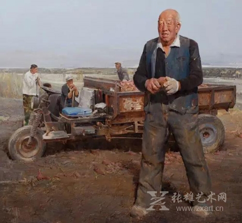 黄胜贤 《塬上系列-丰收的土地》 196x180cm 2014年 布面油画