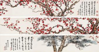   Lot 581 松梅长卷 刘海粟 设色纸本 48×840cm 估价：800,000 - 1,200,000 RMB