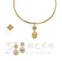  Lot 505   金绿宝石 配 钻石戒指/耳环/项链/吊坠[Back to Greece]套装 Estimate：200,000 - 300,000 RMB