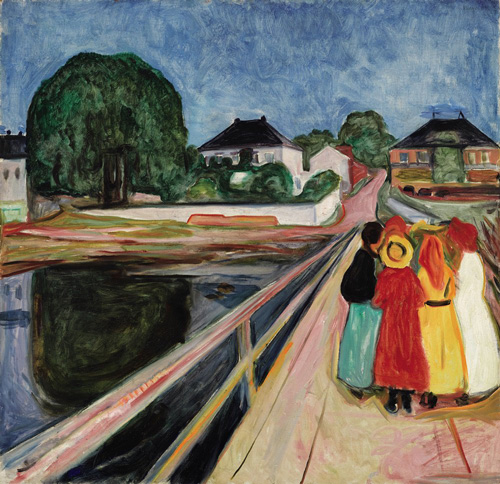 爱德华·蒙克,《桥上的女孩》(girls on the bridge,1902).