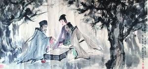 傅抱石《对弈图》