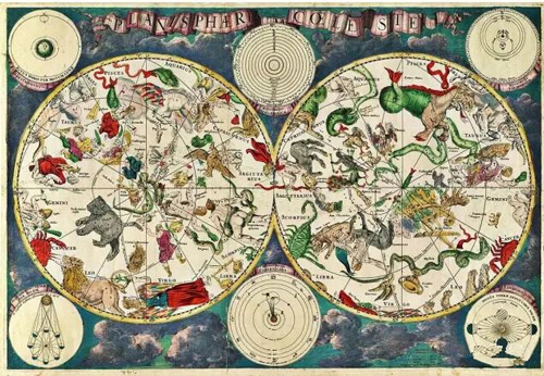 ▲弗雷德里克·德·威特在1670年绘制的星座图