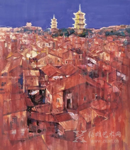 薛国平　西街印象　53×60.5cm