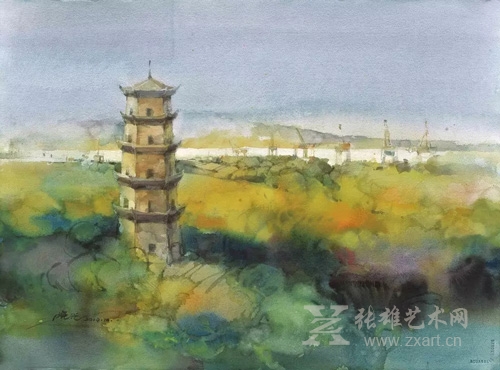 杨晓光　六圣塔晨曦　76×56cm