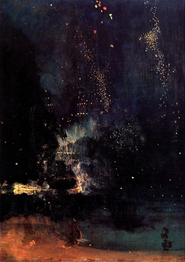 惠斯勒 《黑色和金色的夜曲:降落的烟火》1874