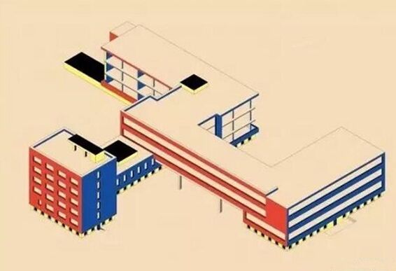 注重形式最求功能的"德绍包豪斯校舍"草图