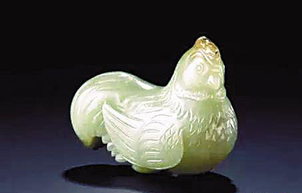 清十八世纪 黄玉鸡