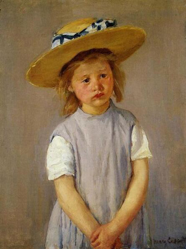 《戴着草帽的小女孩》，玛丽·卡萨特。图片来源：美国国家美术馆
