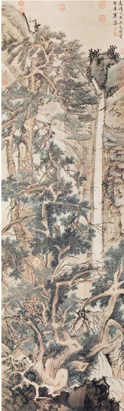 明 文徵明 古木寒泉图 194.1×59.3cm 中国画