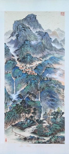 王健雄国画作品《庐山恋》