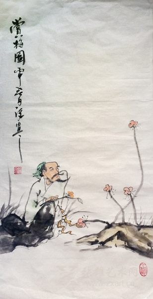 沈建文国画作品：赏梅图
