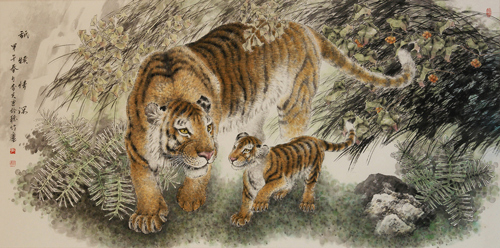 舐犊情深 68x138cm 2014年