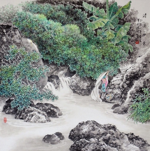 清溪幽意 68x68cm 2015年