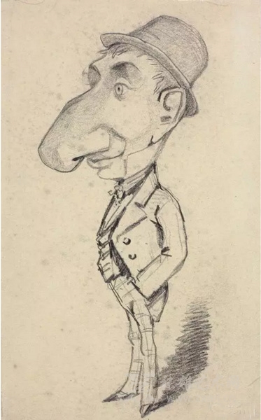 克劳德·莫奈《鼻子大》 漫画 1855-1856年 24.8×15.2cm