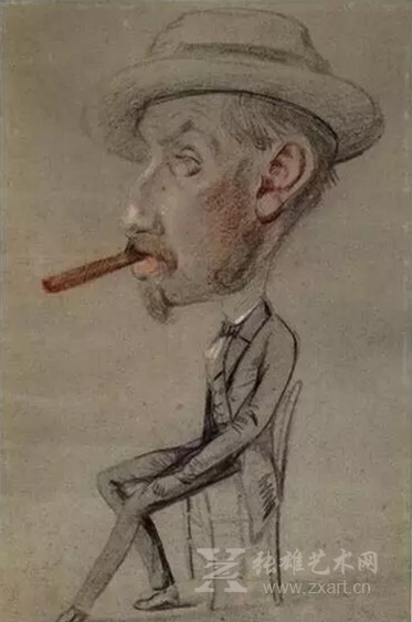 克劳德·莫奈 《用一支大雪茄男人的讽刺》漫画 59.8×38.5 cm