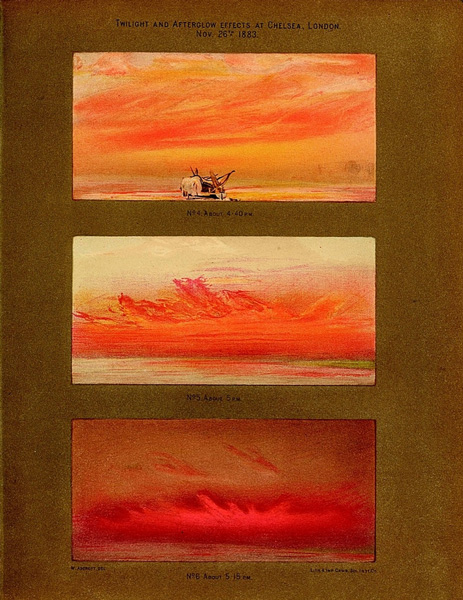 William Ascroft’s watercolors of sunsets in Chelsea, London, 1883. Courtesy Bodleian Libraries, University of Oxford