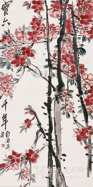 齐白石 《桃花图》(局部)