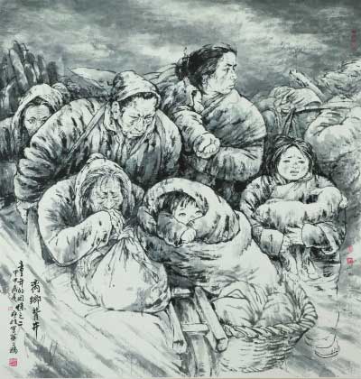     “离乡背井”童年的回忆之二（国画）  单应桂