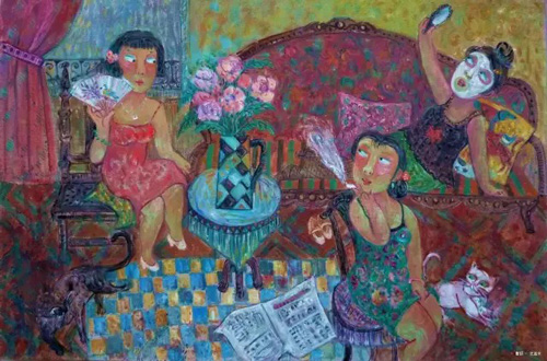 曹颖丨红色房间丨油画丨90×70CM丨2014年