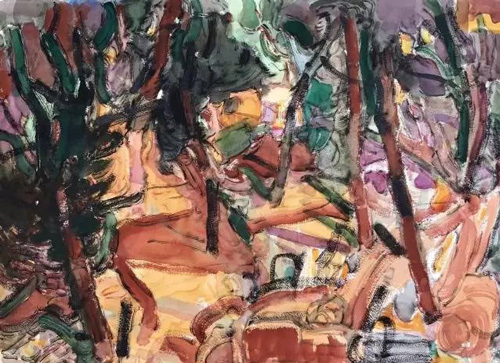   黄永生《山神》56x76cm 水彩 2017