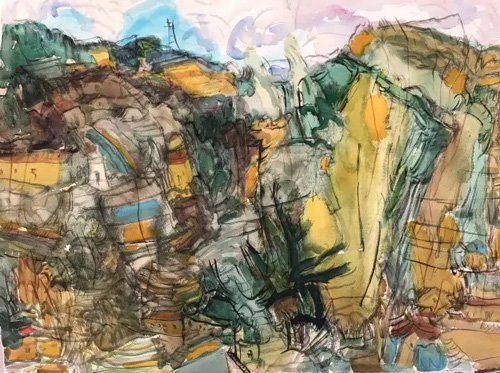 《万壑》  56x76cm 水彩 2016