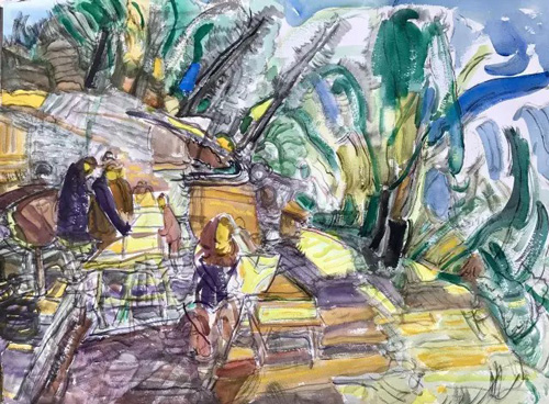 《朝发》  56x76cm 水彩 2016
