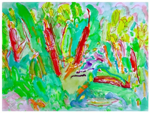 《柚丛》  56x76cm 水彩 2016