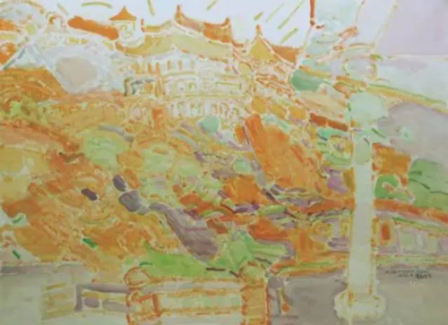 《学堂》  56×76cm 水彩 2016 