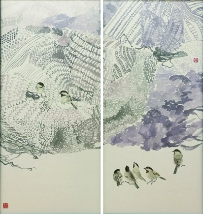  唧唧系列（国画） 96.5×45厘米  2016年 容艺文
