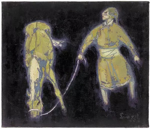 《蒙古女人和马系列·望》