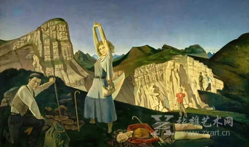 巴尔蒂斯 代表作《山》（The mountain），1937年，现收藏于纽约大都会艺术博物馆。这是“四季画”的第一个季节-夏，后三个季节一直没画。画中的地点是瑞士伯尔尼高原