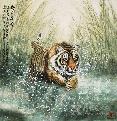 野芦惊涛 68x68cm