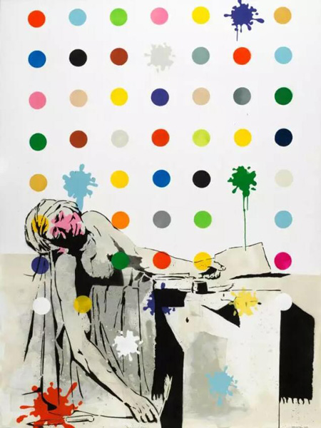 法翰斯基（印度尼西亚， 1971年生)，《马拉的图点》，2013年作；喷漆、画布；200 x 150 cm.。估价: 6,000-8,000美元。