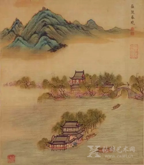 清 郁希范 《西湖胜景图册之苏堤春晓》