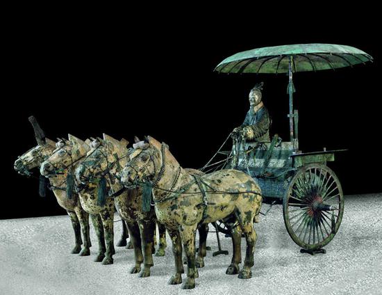 秦始皇陵1号铜车马（复制件），秦始皇陵博物院藏。图片：致谢大都会艺术博物馆