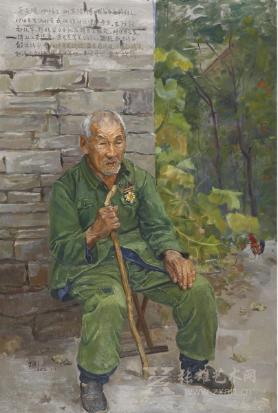 《金色勋章.八路军老战士写像》之一 布面油画 148x100cm