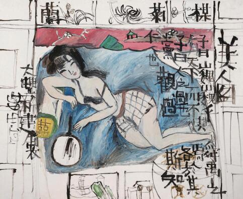  朱新建  楳菊兰  布面油画