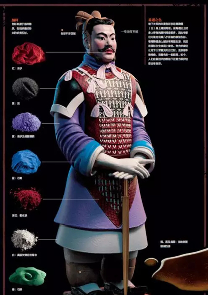 兵马俑出土时是彩色的 咋就变成土色了？