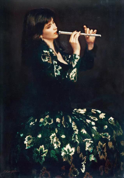 陈逸飞 吹箫 1988年 布面 油画 107×76.5cm 估价：RMB 4,200,000-5,200,000