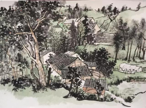 王廷华 夯沙写生之一 纸本水墨设色 39cm×53cm