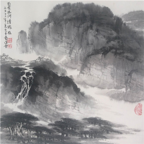 　《自有山河情缘在》黄美尧 纸本水墨66x66cm 2013